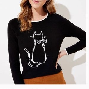Black and white cat crewneck cozy sweater size small